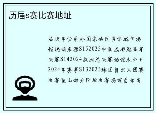 历届s赛比赛地址
